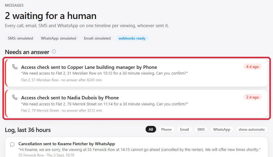 Messages: what is waiting for a human, across every channel